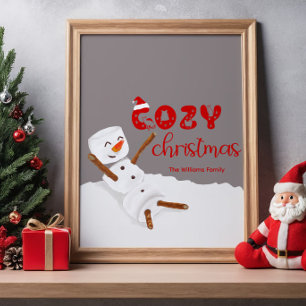 Cosy Christmas Cute Snowman Poster