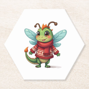 Cosy Christmas Dragonfly Paper Coaster