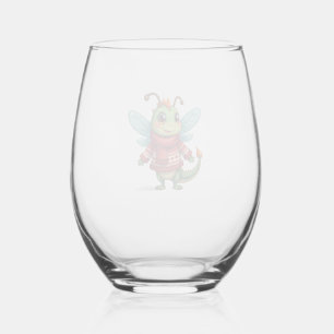 Cosy Christmas Dragonfly Stemless Wine Glass