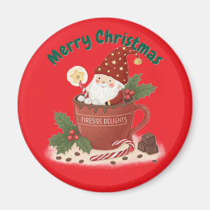 Cosy Christmas Elf in a Hot Cocoa Mug Magnet