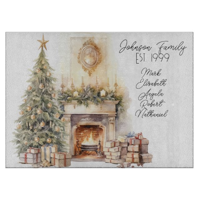 Cosy Christmas Fireplace Cutting Board (Front)