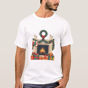 Cosy Christmas Fireplace Decorated xMAS T-Shirt
