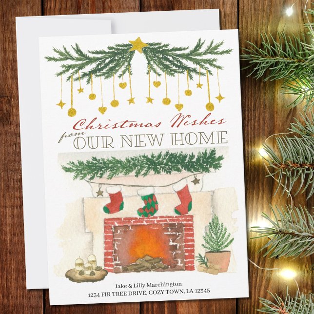 Cosy Christmas Fireplace New Home Holiday Moving Announcement (Creator Uploaded)
