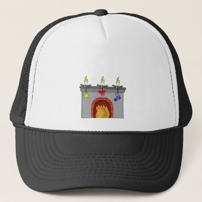 Cosy Christmas Fireplace Trucker Hat (Front)