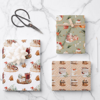 Cosy Christmas Food & Drinks Holiday Wrapping Paper Sheet