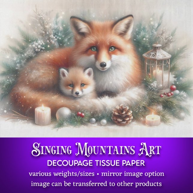 Cosy Christmas Fox Family Rustic Winter Decoupage Tissue Paper (Creator Uploaded)