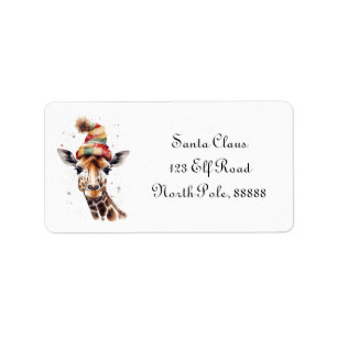 Cosy Christmas Giraffe, custom Label