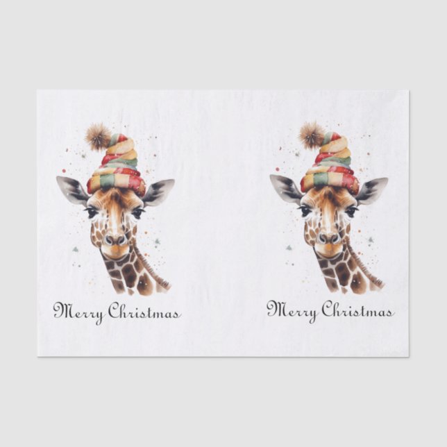 Cosy Christmas Giraffe, custom Tissue Paper (Front)