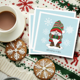 Cosy Christmas Gnome Red Green Winter Cute Napkin