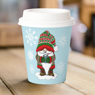 Cosy Christmas Gnome Red Green Winter Cute Paper Cups