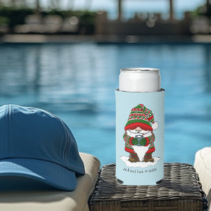 Cosy Christmas Gnome Red Green Winter Cute Seltzer Can Cooler