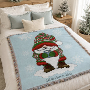 Cosy Christmas Gnome Red Green Winter Cute Throw Blanket