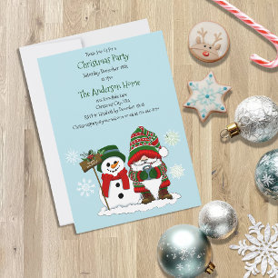 Cosy Christmas Gnome Snowman Winter Holiday Cute Invitation