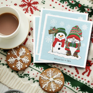 Cosy Christmas Gnome Snowman Winter Holiday Cute Napkin