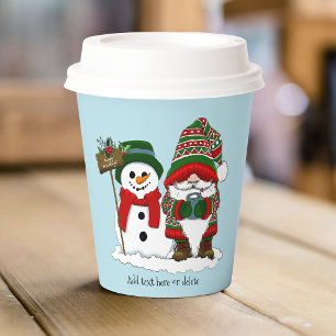 Cosy Christmas Gnome Snowman Winter Holiday Cute Paper Cups