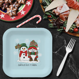 Cosy Christmas Gnome Snowman Winter Holiday Cute Paper Plate