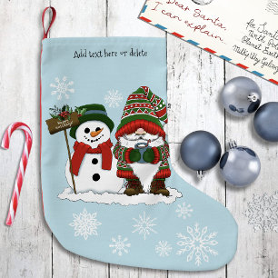 Cosy Christmas Gnome Snowman Winter Holiday Cute Small Christmas Stocking