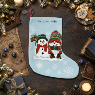 Cosy Christmas Gnome Snowman Winter Holiday Cute Small Christmas Stocking