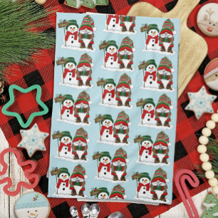 Cosy Christmas Gnome Snowman Winter Holiday Cute Tea Towel
