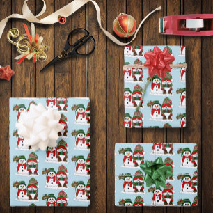 Cosy Christmas Gnome Snowman Winter Holiday Cute Wrapping Paper Sheet