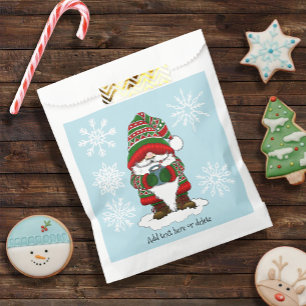 Cosy Christmas Green Red Gnome Winter Cute Favour Bags