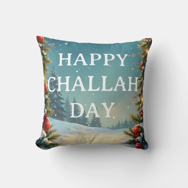 Cosy Christmas Happy Challah Day Cushion (Front)