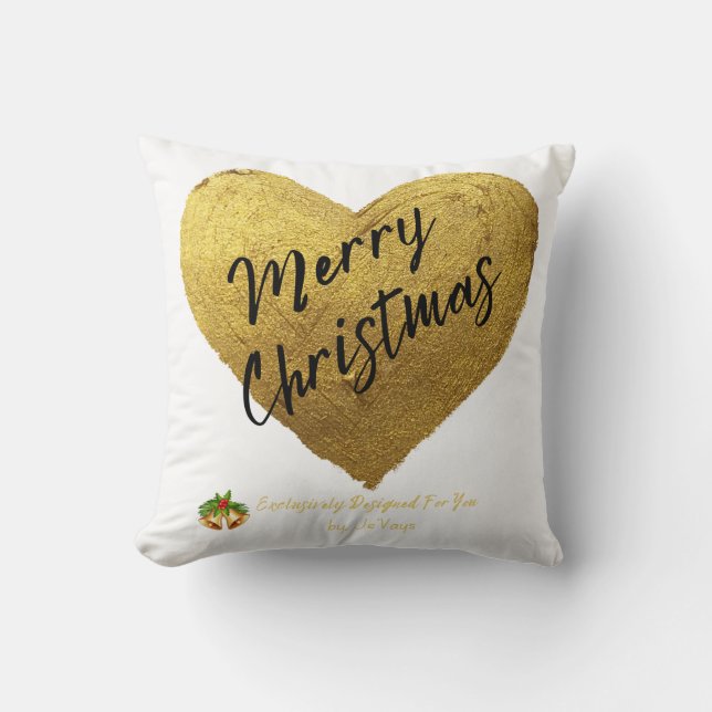 Cosy Christmas Heart Pillow Customised by Jevays  (Front)