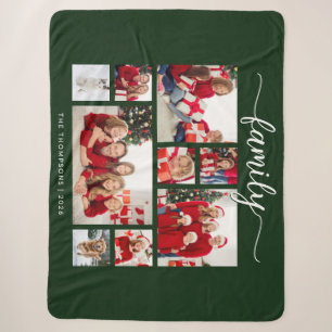 Cosy Christmas Holiday Family 9 Photo Collage Sherpa Blanket