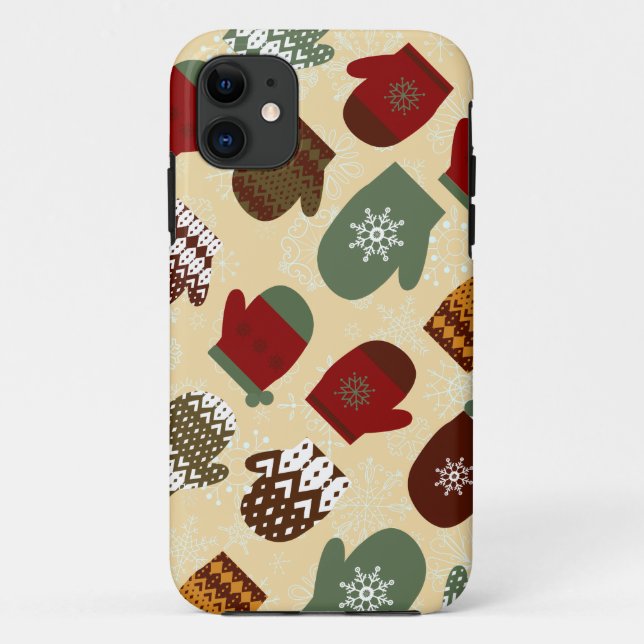 Cosy Christmas Holiday Winter Mittens iPhone Case (Back)