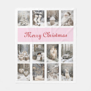 Cosy Christmas Holiday Winter Scenes Fleece Blanket