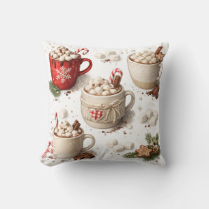 Cosy Christmas Hot Cocoa and Marshmallows Cushion