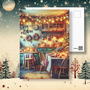 Cosy Christmas in Festive Kitchen Postcard