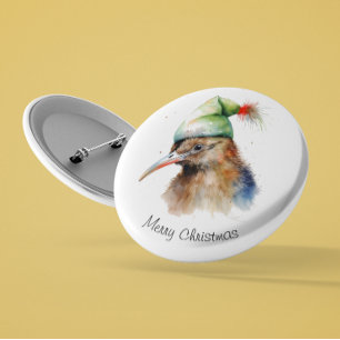 Cosy Christmas Kiwi, custom 6 Cm Round Badge