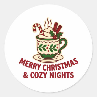 Cosy Christmas Mug Night Classic Round Sticker
