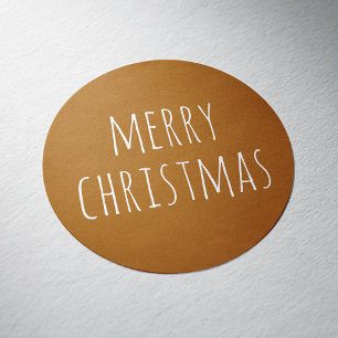 Cosy Christmas Mustard Brown Minimalist Holiday Classic Round Sticker