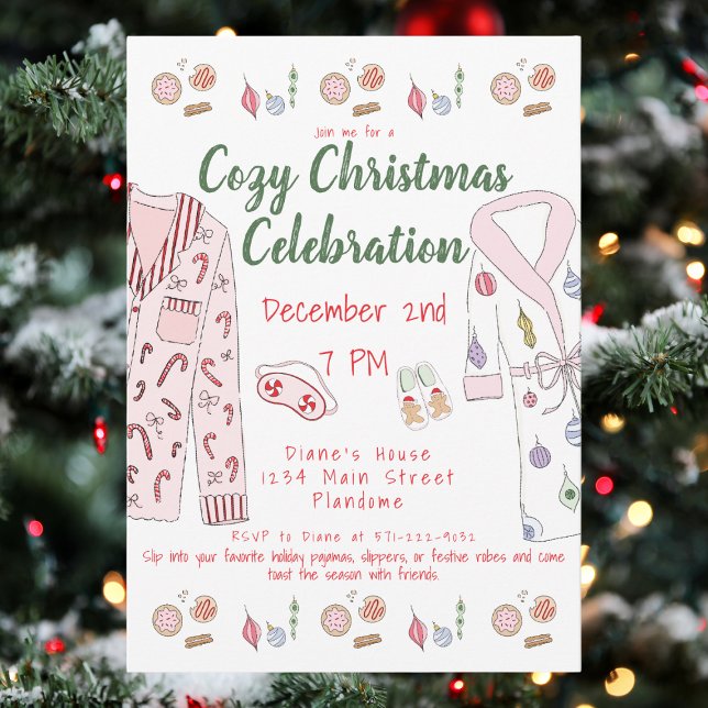 Cosy Christmas Pajama Party Festive Pyjamas Robes Invitation (Creator Uploaded)