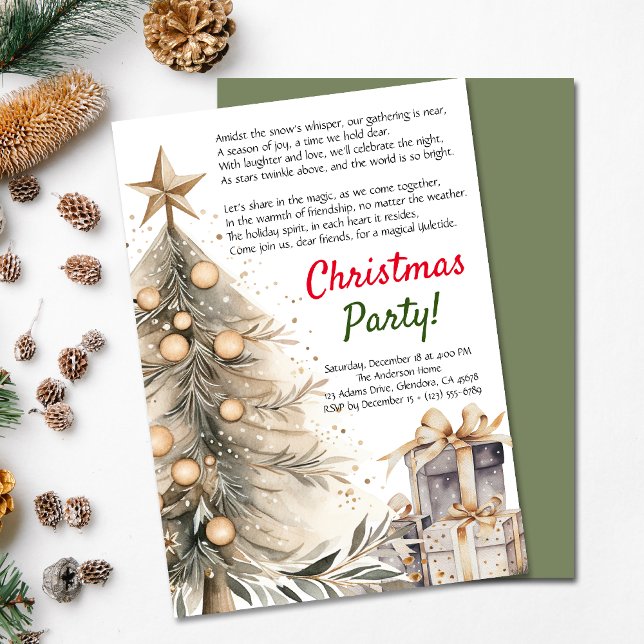 Cosy Christmas Party Xmas Tree | Poem Invitation (Elevate your upcoming event with this cozy Christmas invitation and heartwarming poem!)