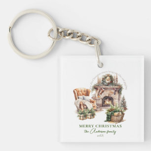 Cosy Christmas Personalised Family name Key Ring