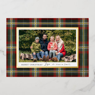 Cosy Christmas Plaid Foil Holiday Card