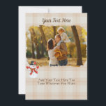 Cosy Christmas Plaid Tartan Tan Neutral Snowman Card<br><div class="desc">Features your own photo and two areas for custom text on a cream brown plaid background. This design is simple, and has a fun and natural look to it. The pattern is a tan, cream brown plaid, that will go with any photo that you choose. At the top is custom...</div>