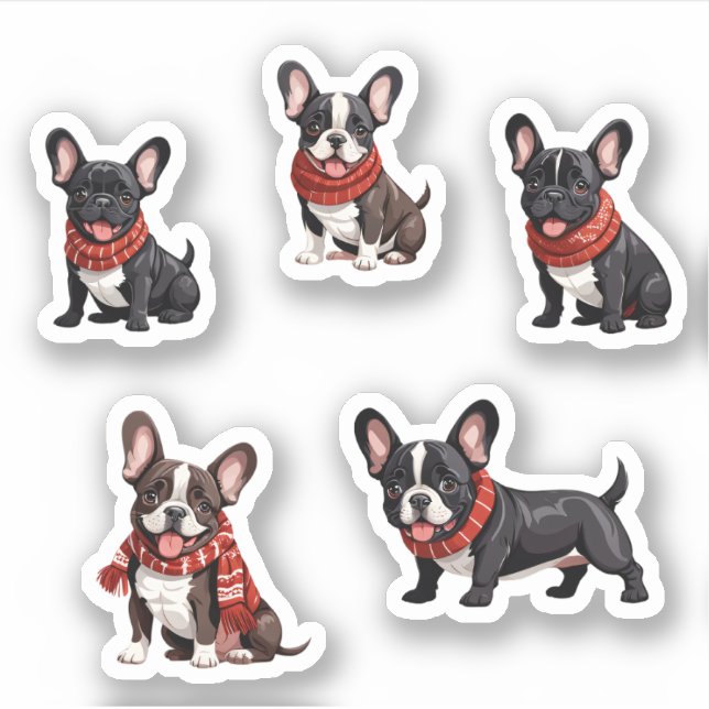 Cosy Christmas Red Scarf French Bulldog Puppy Pack (Front)