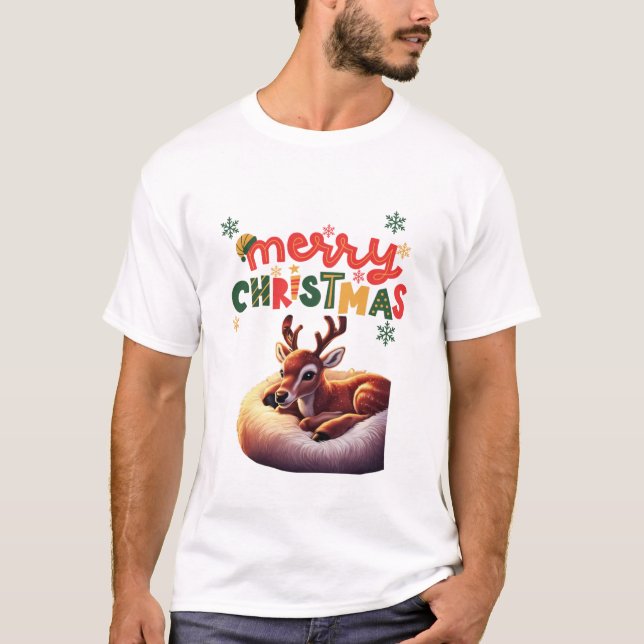 Cosy Christmas Reindeer T-Shirt (Front)