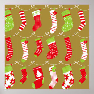 Cosy Christmas Retro Winter Socks Poster