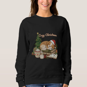 Cosy Christmas Sleeping Puppy & Books Vintage  Sweatshirt