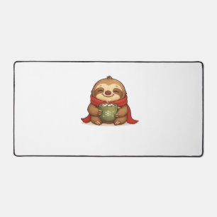 Cosy Christmas Sloth with Hot Chocolate – Cute Win Desk Mat