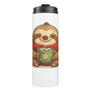 Cosy Christmas Sloth with Hot Chocolate � Cute Win Thermal Tumbler