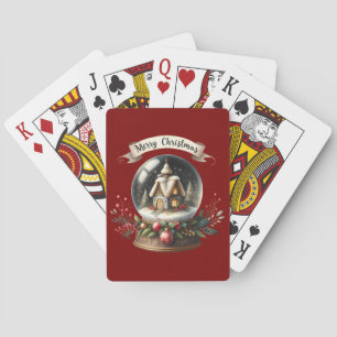 Cosy Christmas Snow Globe Cottage Scene Playing Cards