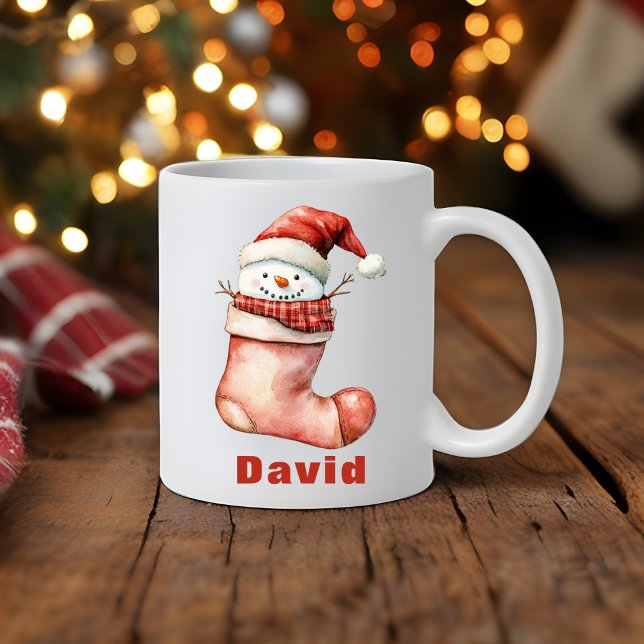 Cosy Christmas Snowman in Stocking Coffee Mug (Cozy Christmas Snowman in Stocking Coffee Mug
)