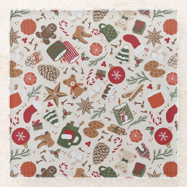 Cosy Christmas & Spice Glass Coaster (Front)