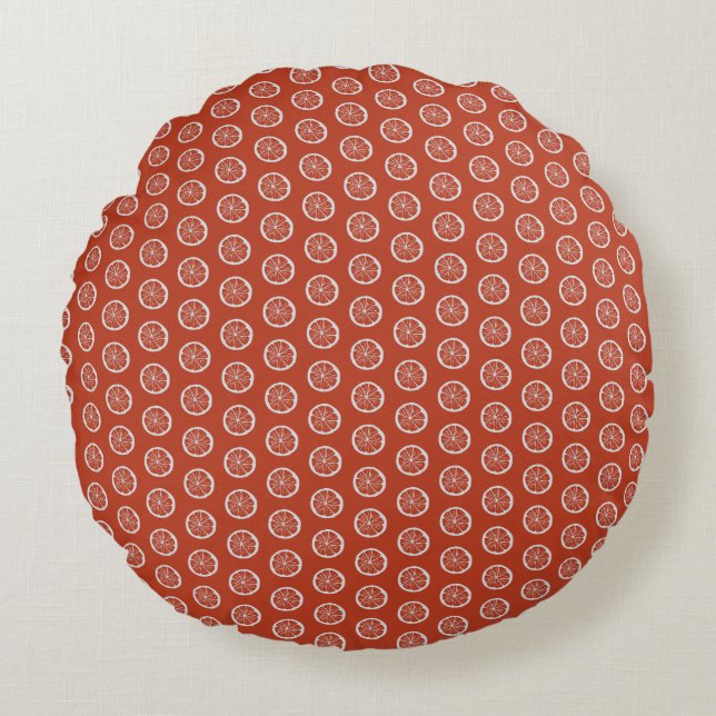 Cosy Christmas & Spice Oranges Round Cushion (Front)